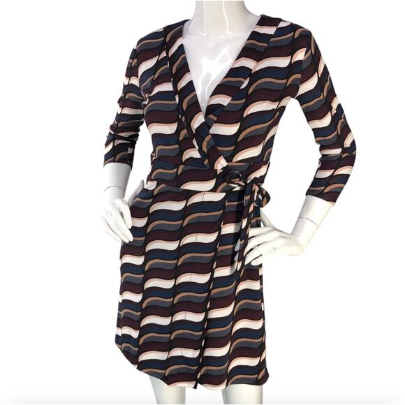 Ann Taylor Retro Print Wrap Dress 8 - Picture 1 of 5